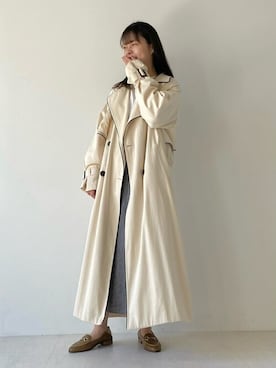 「Bou Jeloud（ブージュルード）のアイテム（トレンチコート）」を使った、Bou Jeloudさん（レディース・156cm）の春コーディネート
