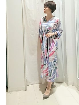 「アイテム（ワンピース/ドレス、パープル系）」を使った、Bou Jeloudさん（レディース・158cm）の春コーディネート