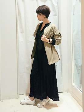 「Bou Jeloud（ブージュルード）のアイテム（ノーカラージャケット）」を使った、Bou Jeloudさん（レディース・158cm）の春コーディネート