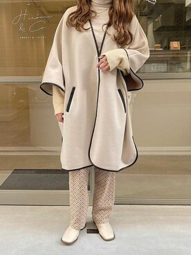 「アイテム（ノーカラーコート）」を使った、Bou Jeloudさん（レディース・160cm）の春コーディネート