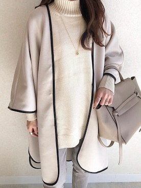 「アイテム（ノーカラーコート）」を使った、Bou Jeloudさん（レディース・160cm）の春コーディネート