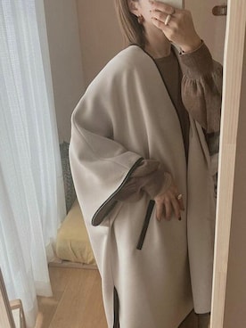 「アイテム（ノーカラーコート）」を使った、Bou Jeloudさん（レディース・160cm）の春コーディネート