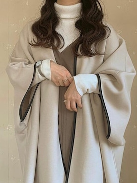 「アイテム（ノーカラーコート）」を使った、Bou Jeloudさん（レディース・160cm）の春コーディネート