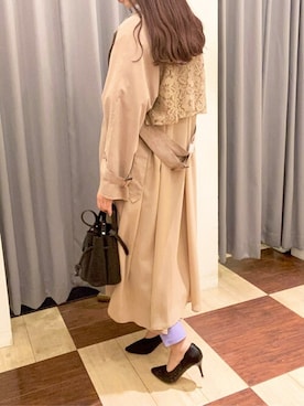 「Bou Jeloud（ブージュルード）のアイテム（トレンチコート）」を使った、Bou Jeloudさん（レディース・166cm）の春コーディネート