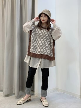 「Bou Jeloud（ブージュルード）のアイテム（ローファー）」を使った、Bou Jeloudさん（レディース・153cm）の春コーディネート