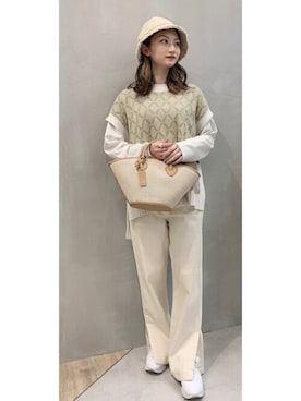 「Bou Jeloud（ブージュルード）のアイテム（帽子）」を使った、Bou Jeloudさん（レディース・153cm）の春コーディネート