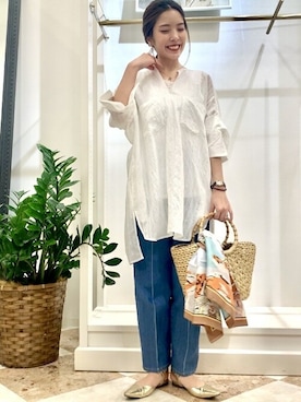 「Bou Jeloud（ブージュルード）のアイテム（アクセサリー）」を使った、Bou Jeloudさん（レディース・157cm）の春コーディネート