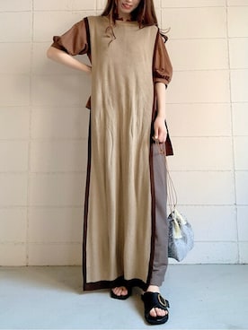 「Bab（バブ）のアイテム（サンダル）」を使った、Bou Jeloudさん（レディース・166cm）の春コーディネート