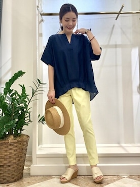 「Bou Jeloud（ブージュルード）のアイテム（帽子）」を使った、Bou Jeloudさん（レディース・157cm）の夏コーディネート