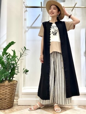 「Bou Jeloud（ブージュルード）のアイテム（サンダル）」を使った、Bou Jeloudさん（レディース・157cm）の夏コーディネート