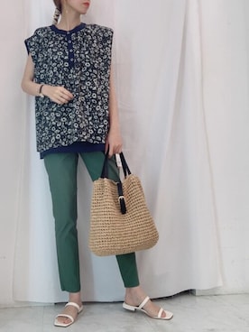 「Bou Jeloud（ブージュルード）のアイテム（サンダル）」を使った、Bou Jeloudさん（レディース・157cm）の夏コーディネート
