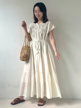 「Bab（バブ）のアイテム（サンダル）」を使った、Bou Jeloudさん（レディース・158cm）の夏コーディネート