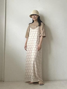 「Bab（バブ）のアイテム（帽子）」を使った、Bou Jeloudさん（レディース・158cm）の夏コーディネート