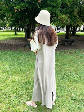 「Bab（バブ）のアイテム（帽子）」を使った、Bou Jeloudさん（レディース・157cm）の夏コーディネート