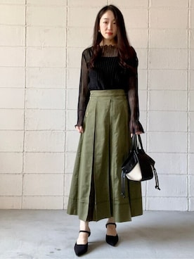 「Bou Jeloud（ブージュルード）のアイテム（スカート）」を使った、Bou Jeloudさん（レディース・157cm）の夏コーディネート