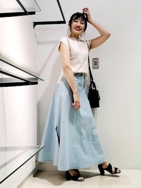 「Bou Jeloud（ブージュルード）のアイテム（スカート）」を使った、Bou Jeloudさん（レディース・160cm）の夏コーディネート