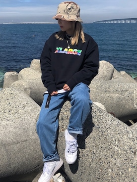 「UNDEFEATED （アンディフィーテッド）のアイテム（ソックス/靴下）」を使った、小田 由奈さん（レディース・152cm）の春コーディネート