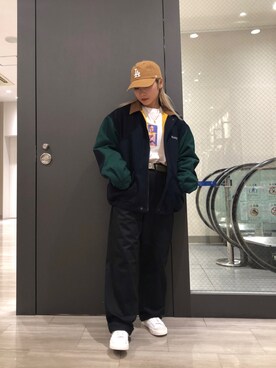 「XLARGE（エクストララージ）のアイテム（その他アウター）」を使った、小田 由奈さん（レディース・152cm）の秋コーディネート