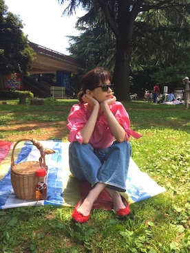 「ピクニック」｜「アイテム（食器/キッチン）」を使った、大釜ケリーさん（レディース・165cm）の夏コーディネート