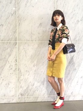 「ボウタイ」｜大釜ケリーさん（レディース・165cm）の夏コーディネート