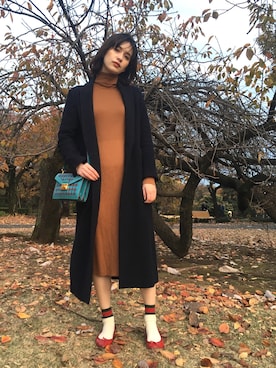 「allureville（アルアバイル）のアイテム（チェスターコート）」を使った、大釜ケリーさん（レディース・165cm）の秋コーディネート