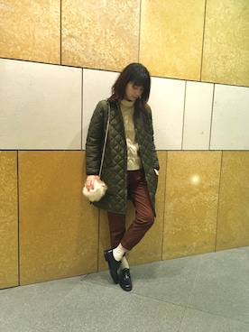 「Barbour（バブアー）のアイテム（その他アウター）」を使った、大釜ケリーさん（レディース・165cm）の冬コーディネート