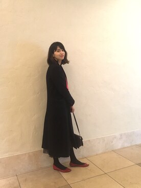 「allureville（アルアバイル）のアイテム（チェスターコート）」を使った、大釜ケリーさん（レディース・165cm）の冬コーディネート