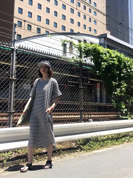 「Boisson Chocolat（ボワソンショコラ）のアイテム」を使った、大釜ケリーさん（レディース・165cm）の夏コーディネート