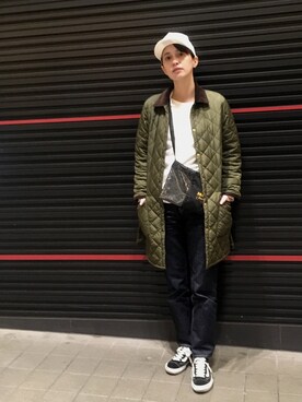 「Barbour（バブアー）のアイテム（その他アウター）」を使った、大釜ケリーさん（レディース・165cm）の冬コーディネート