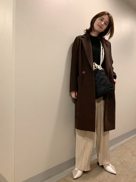 「プリーツ」｜「アイテム（その他アウター）」を使った、大釜ケリーさん（レディース・165cm）の冬コーディネート