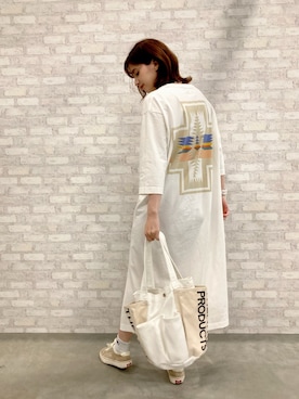 「PENDLETON（ペンドルトン）のアイテム（ワンピース/ドレス）」を使った、大釜ケリーさん（レディース・165cm）の春コーディネート