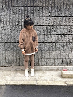 「devirock（デビロック）のアイテム（その他トップス）」を使った、HiNAさん（キッズ・126cm）の冬コーディネート