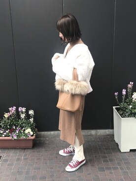 「FREE'S MART（フリーズマート）のアイテム（Bags、ブラウン系）」を使った、chisakiさん（レディース・155cm）の春コーディネート
