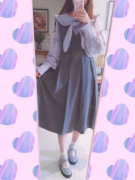 花柒Niaさんの「KBF　BIGプリーツジャンパースカート」を使ったコーディネート