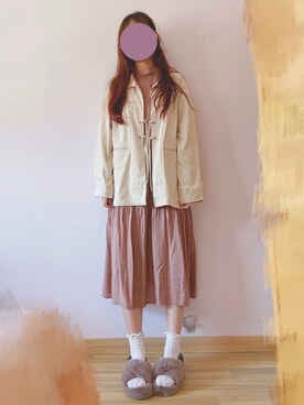 「日系极简」｜「アイテム（その他アウター）」を使った、花柒Niaさん（レディース・168cm）の春コーディネート