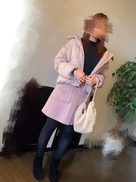 「黒×ピンク」｜「アイテム（ブーツ）」を使った、りせりせ☆さん（レディース・163cm）の冬コーディネート