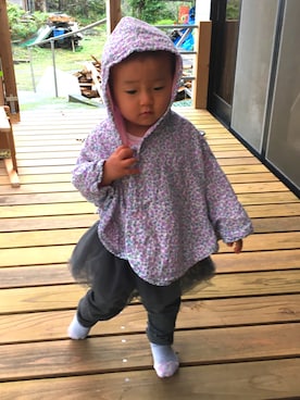 「MIKI HOUSE（ミキハウス）のアイテム（ポンチョ）」を使った、kana.hanaさん（キッズ・90cm）の秋コーディネート