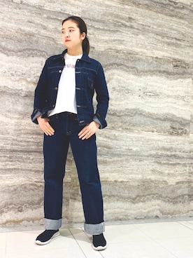 「TCB jeans（ティーシービージーンズ）のアイテム（ジャケット/アウター）」を使った、aさん（レディース・158cm）の冬コーディネート