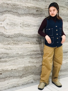 「TCB jeans（ティーシービージーンズ）のアイテム（ジャケット/アウター）」を使った、aさん（レディース・158cm）の冬コーディネート