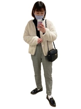 「黒タートルネック」｜「アイテム（パンツ）」を使った、haru さん（レディース・156cm）の冬コーディネート