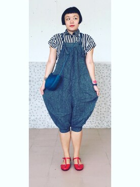 「autumn look」｜「アイテム（オールインワン・サロペット）」を使った、DD_ngaさん（レディース・158cm）の夏コーディネート