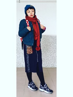 「Levi's（リーバイス）のアイテム（ノーカラージャケット）」を使った、DD_ngaさん（レディース・158cm）の冬コーディネート