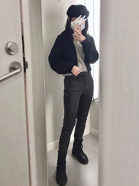 「H&M（エイチ・アンド・エム）のアイテム（ブルゾン）」を使った、Silvia 🇹🇼さん（レディース・153cm）の冬コーディネート
