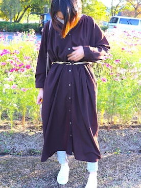 「アイテム（レギンス/スパッツ、シルバー系）」を使った、shiiiさん（レディース・159cm）の秋コーディネート