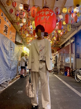 「OFF-WHITE」｜「アイテム（スラックス）」を使った、かんたさん（メンズ・178cm）の秋コーディネート