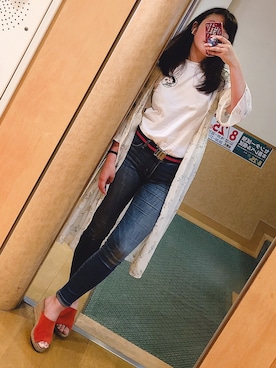 「Levi's（リーバイス）のアイテム（デニムパンツ、ブルー系）」を使った、ricoさん（レディース・163cm）の夏コーディネート