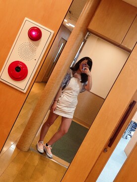 「CONVERSE（コンバース）のconverse コンバース ALL STAR PC OX オールスター PC オックス 32862902 *LIGHTORANGE（スニーカー、オレンジ系）」を使った、ricoさん（レディース・163cm）の夏コーディネート