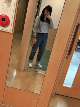 「WEGO（ウィゴー）のアイテム（デニムパンツ、ブルー系）」を使った、ricoさん（レディース・163cm）の秋コーディネート