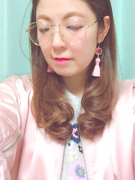 「jouetie（ジュエティ）のアイテム（ブルゾン、ピンク系）」を使った、saaatさん（レディース・157cm）の冬コーディネート