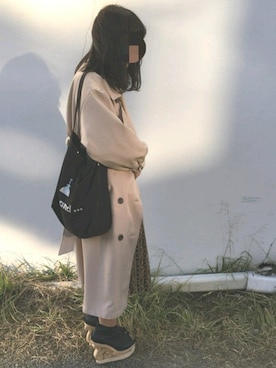 「カフェ巡り」｜「アイテム（トレンチコート）」を使った、Miさん（レディース・155cm）の冬コーディネート